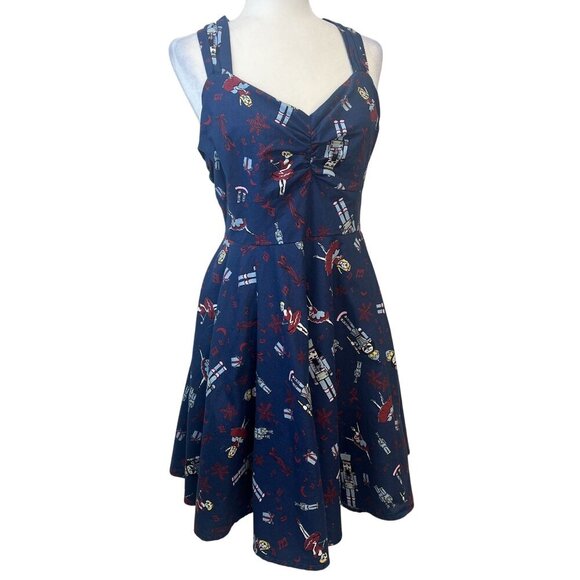Modcloth Retro Nutcracker Dress Size 1X Holiday Pin Up Soldier Blue Holiday - Picture 2 of 8
